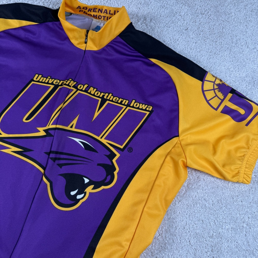 UNI Northern Iowa Panthers Adrenaline Cycling Jersey Men Medium Purple Yellow